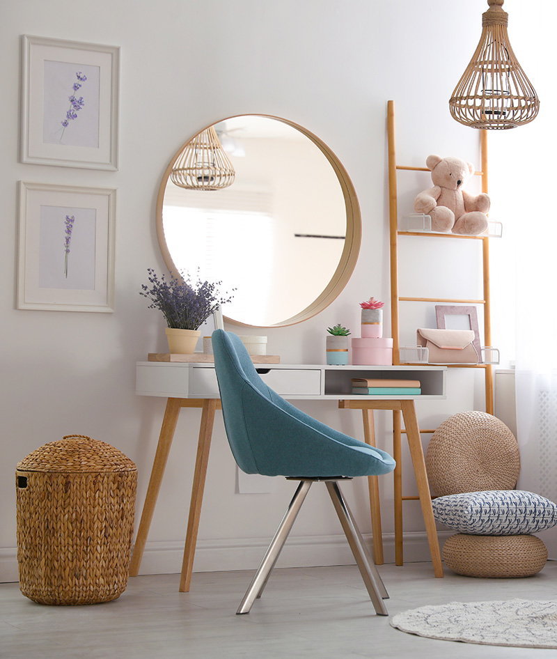 Teenage,Girl's,Bedroom,Interior,With,Stylish,Furniture.,Idea,For,Design